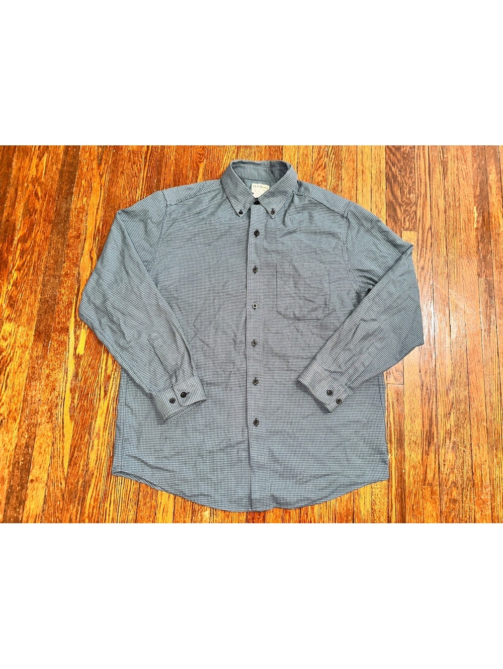 Vintage Men’s Medium LL Bean Gorpcore Blue Green Long Sleeve Button Up Shirt